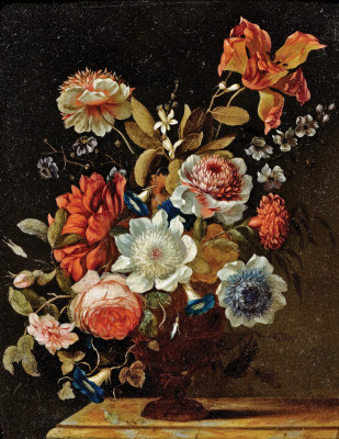 ₴ Репродукція натюрморт від 325 грн.: Букет квітів у вазі на мармуровому столі