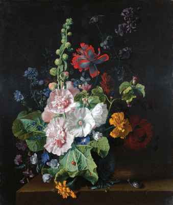 ₴ Картина натюрморт известного художника от 378 грн.: Мальвы и другие цветы в вазе