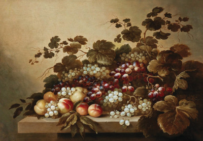 ₴ Репродукция натюрморт от 284 грн.: Натюрморт с виноградом и персиками