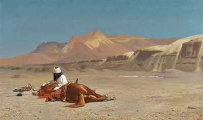 ₴ Репродукция бытовой жанр от 200 грн.: Всадник и его конь в пустыне