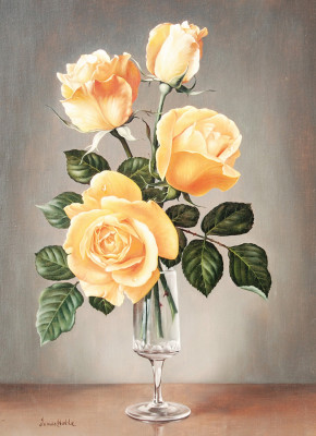 ₴ Репродукція натюрморт від 263 грн.: Жовті троянди у скляній вазі