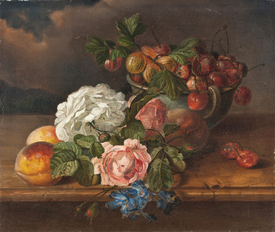 ₴ Картина натюрморт художника від 225 грн.: Квіти та фрукти