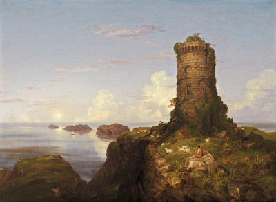 ₴ Репродукція пейзаж від 377 грн.: Італійське узбережжя із зруйнованою вежею