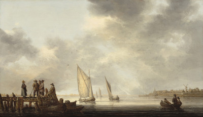 ⚓Картина морской пейзаж известного художника от 151 грн.: Пирс с видом на Дордрехт