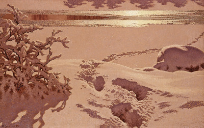 ₴ Картина пейзаж художника від 205 грн.: Сліди у снігу місячного світла