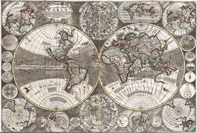 ₴ Древние карты высокого разрешения от 184 грн.: Новая и правильная карта мира, составленная по новейшим наблюдениям