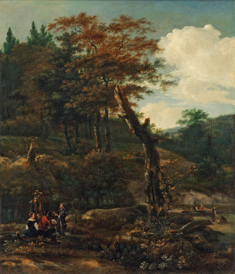 ₴ Картина пейзаж художника від 228 грн.: Лісовий пейзаж з мандрівниками