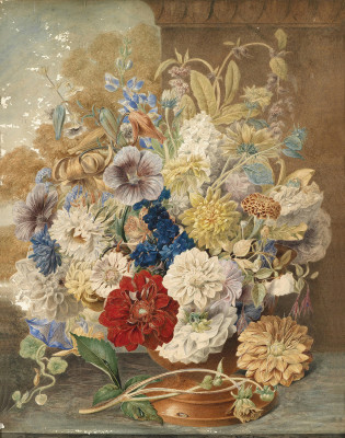 ₴ Репродукція натюрморт від 356 грн.: Квіти в теракотовій вазі