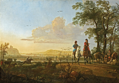 ₴ Картина краєвид художника від 168 грн.: Вершники та скотарі з худобою