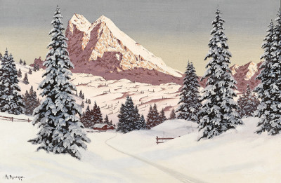 ₴ Картина пейзаж пейзаж известного художника от 159 грн: Зимний полдень в горах