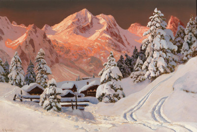 ₴ Картина пейзаж пейзаж известного художника от 164 грн: Зима в горах