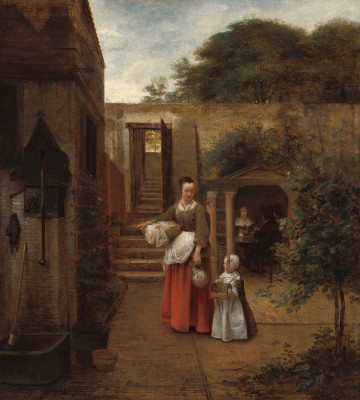 ₴ Картина побутового жанру відомого художника від 171 грн.: Жінка і дитина у дворі