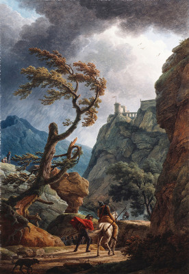 ₴ Картина пейзаж відомого художника від 180 грн: Солдати в гірській ущелині, під час бурі