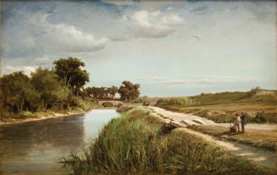 ₴ Картина пейзаж художника від 161 грн.: Французький річковий пейзаж з мостом