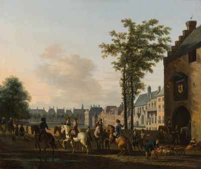 ₴ Картина міський пейзаж художника від 208 грн.: Мисливська вечірка поблизу Хофвівер в Гаазі, видно з Плац