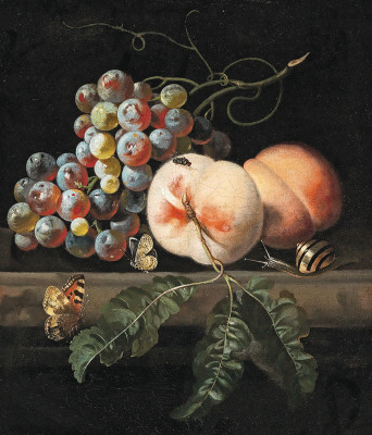 ₴ Картина натюрморт известного художника от 179 грн.: Натюрморт из фруктов с бабочкой