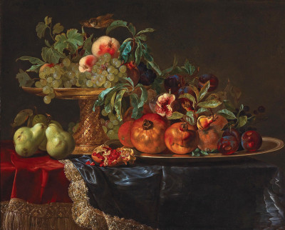 ₴ Картина натюрморт известного художника от 199 грн.: Натюрморт из фруктов с позолоченной таззой
