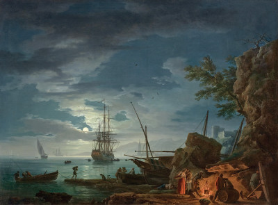 ₴ Картина морський пейзаж відомого художника від 199 грн.: Прибережний пейзаж недалеко від Марселя в місячному сяйві