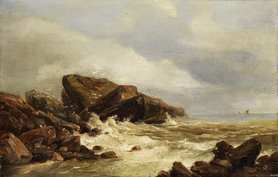 ⚓ Картина море відомого художника від 179 грн.: Скелястий берег в смузі прибою