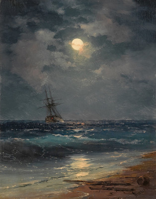 ₴ Купить картину море известного художника от 209 грн.: Корабль при лунном свете