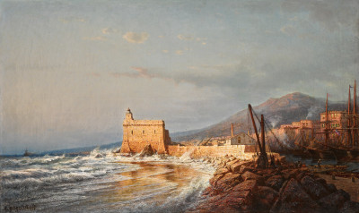 ⚓Картина морський пейзаж художника від 169 грн.: Захід в штормову погоду, Ментона
