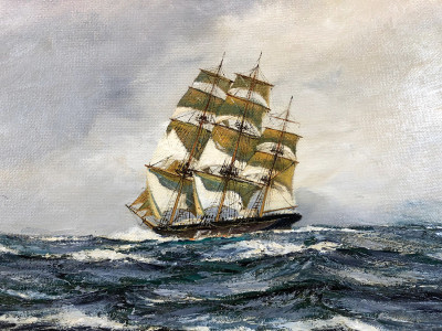 ₴ Картина морський пейзаж сучасного художника від 204 грн.: Зовнішня межа, кліпер "Блискавка"