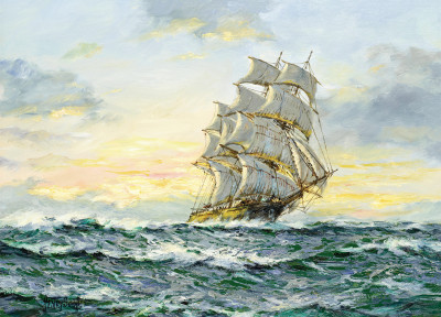 ₴ Картина морской пейзаж современного художника от 194 грн.: "Летающее облако" на закате - Дальний Тихий океан