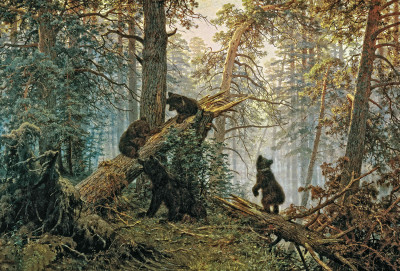 ₴ Картина пейзаж известного художника от 189 грн: Утро в сосновом лесу