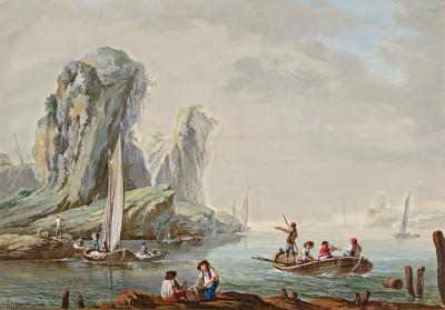 ⚓Картина морський пейзаж художника від 189 грн.: Морська затока з великими скелями