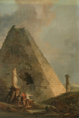 ₴ Картина пейзаж відомого художника від 218 грн.: Каприччіо з пірамідою Цестія і подорожніми в італійському пейзажі