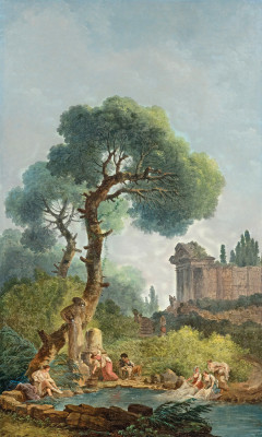 ₴ Картина пейзаж известного художника от 177 грн: Прачки у реки на фоне руин храма