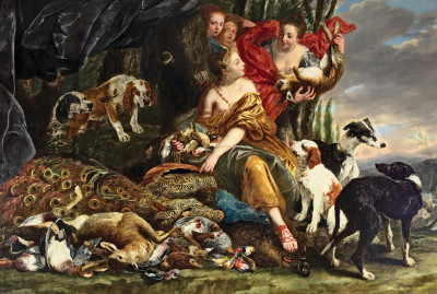 ₴ Картина бытовой жанр художника от 224 грн.: Богиня Диана принимает дары охоты