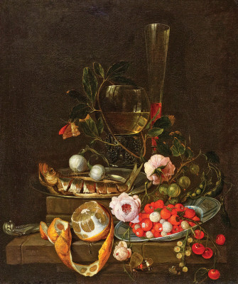 ₴ Картина натюрморт відомого художника від 240 грн.: Натюрморт з оселедцем, фруктами і трояндами