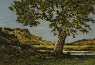 ₴ Картина пейзаж художника від 230 грн.: Старий дуб, річка Луара