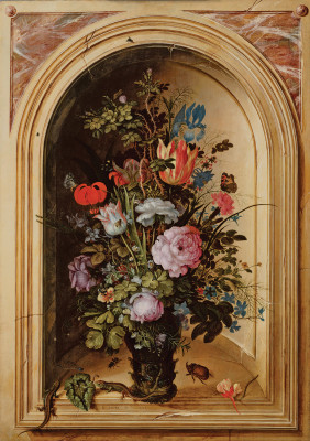 ₴ Репродукція натюрморт від 208 грн.: Ваза з квітами в кам'яній ніші