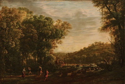 ₴ Картина пейзаж художника від 218 грн: Лісовий пейзаж з пастухами