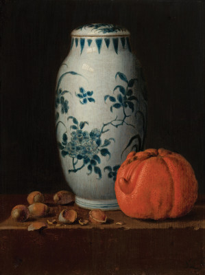₴ Репродукція натюрморт від 202 грн.: Китайська ваза, фундук і апельсин