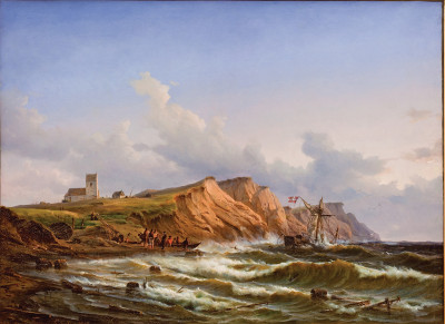 ⚓Картина морський пейзаж художника від 242 грн.: Корабельна аварія після шторму біля західного узбережжя Ютландії біля церкви Феррінг