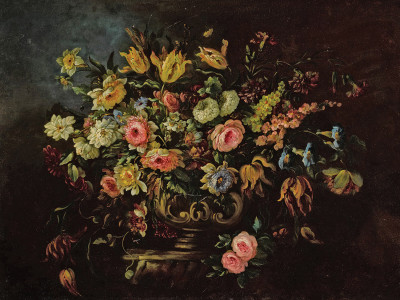 ₴ Репродукція натюрморт від 241 грн.: Квіти у вазі на постаменті