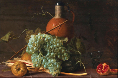 ₴ Картина натюрморт художника від 217 грн.: Натюрморт з фруктами та керамічним глечиком