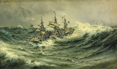 ⚓Картина морський пейзаж художника від 161 грн.: Корабель у бурю