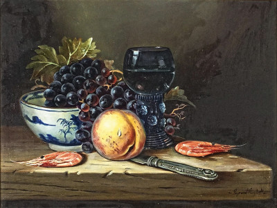 ₴ Картина натюрморт художника от 241 грн.: Натюрморт с виноградом и ремером