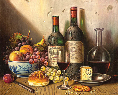 ₴ Картина натюрморт художника від 253 грн.: Вино та сир Stilton