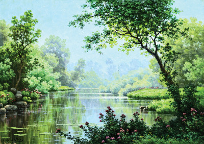 ₴ Репродукция пейзаж от 291 грн.: Кувшинки на реке