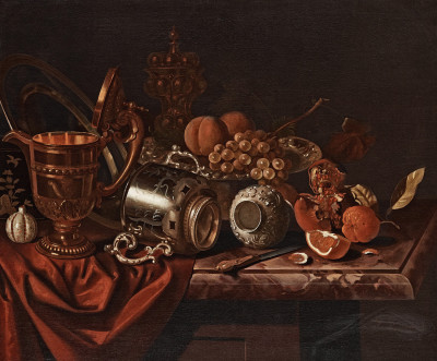 ₴ Картина натюрморт відомого художника від 259 грн.: Натюрморт з фруктами, ножем та трофеями