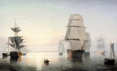 ⚓Репродукція морський краєвид від 199 грн.: Захід сонця, гавань Бостона
