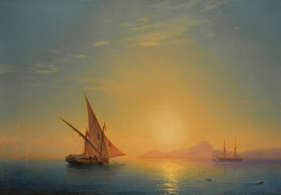 ⚓Репродукція морський краєвид від 223 грн.: Захід сонця над островом Іскья