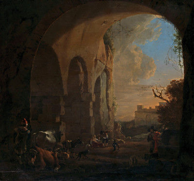 ₴ Репродукция пейзаж от 282 грн.: Погонщики со скотом под аркой Колизея в Риме