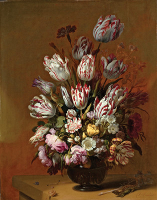 ₴ Репродукція натюрморт від 247 грн.: Тюльпани та інші квіти у вазі на столі