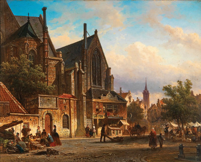 ₴ Репродукція міський пейзаж від 253 грн.: Вид на голандський ринок